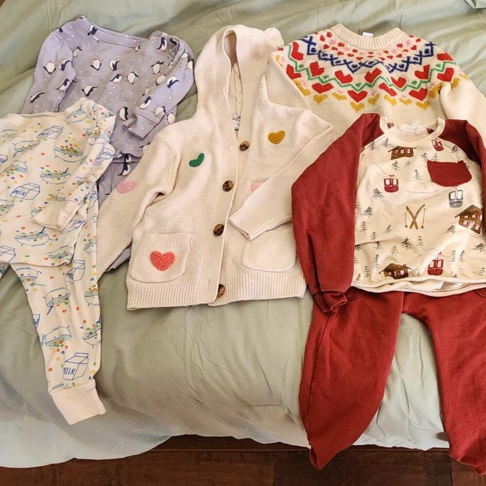 Bundle of Old Navy, Baby GAP and Burt's Sweaters and 2-piece outfits: 18 -24 M